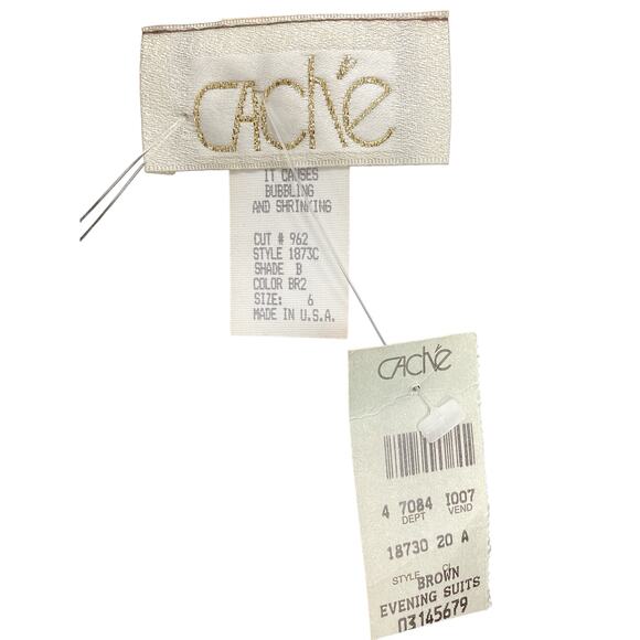 VTG Cache 2 Piece Set Jacket+Skirt Women’s Size 6 Sheer Sleeve Zipper Dark Brown - Picture 9 of 9